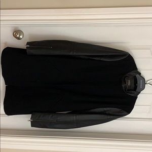 Danier Leather/Wool Jacket & Rabbit Fur Scarf